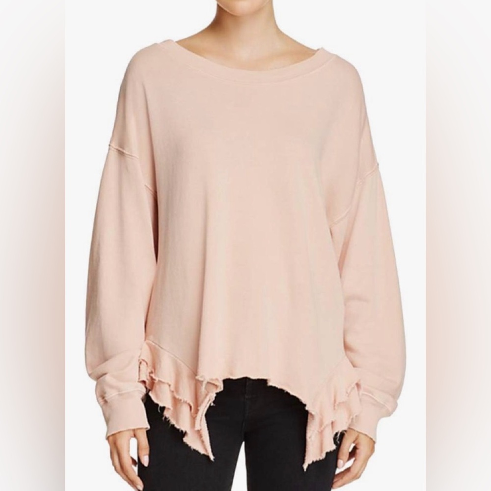 Current/Elliott Womens The Slouchy Ruffle Sweatshirt Size L(3)